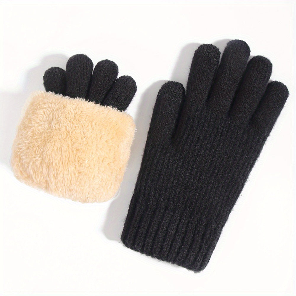Winter Velvet Touch Screen Gloves  Thickened Casual Knitted Warm Gloves