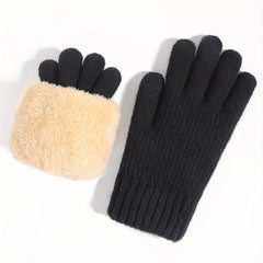 Winter Velvet Touch Screen Gloves  Thickened Casual Knitted Warm Gloves