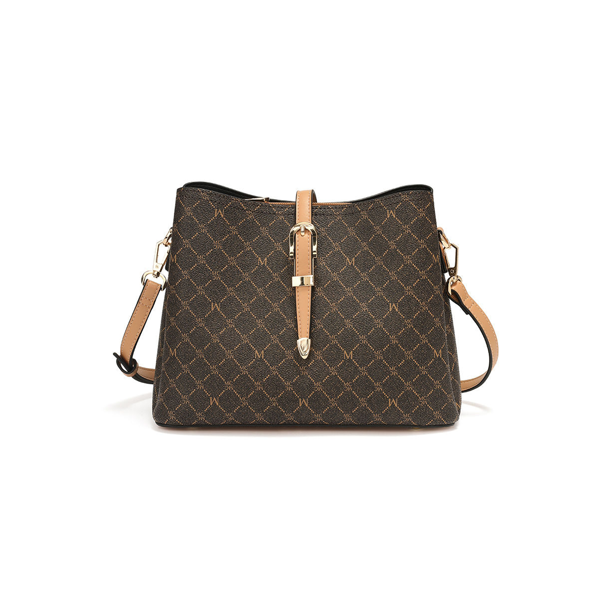 Vintage Argyle Crossbody Bag Adjustable Straps Zipper Square Shoulder Bag