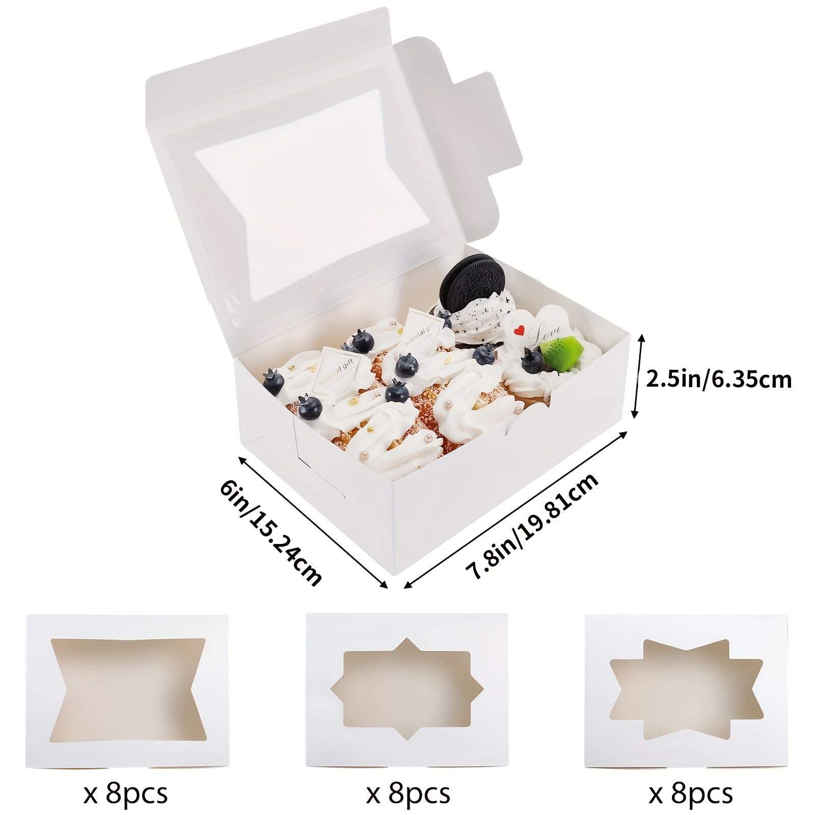 24pcs Cookie Bags Bread Boxes With Windows For Gift Packaging