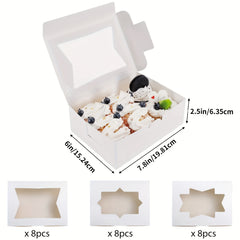 24pcs Cookie Bags Bread Boxes With Windows For Gift Packaging