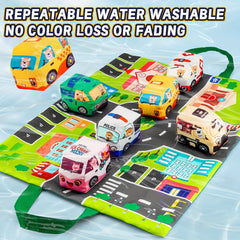 6 Soft Car Toys with Game Mat Storage Bag