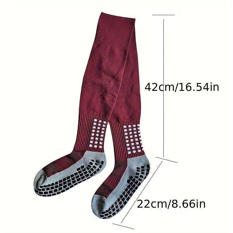 Men's Thick Padded Non-Slip Football Crew Socks with Gripper