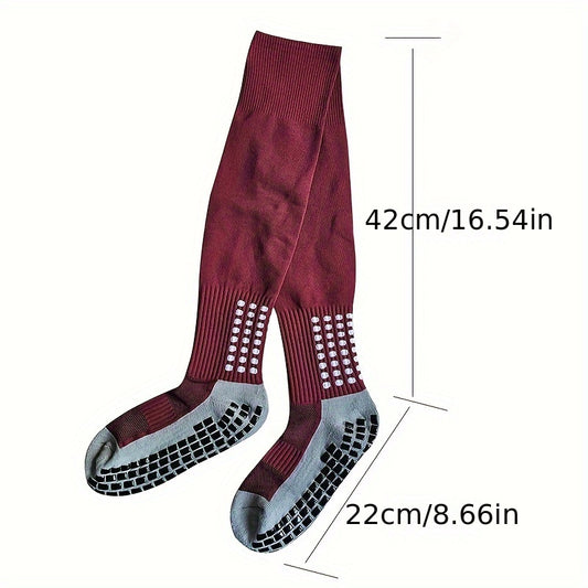 Men's Thick Padded Non-Slip Football Crew Socks with Gripper