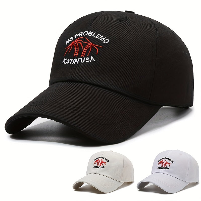 Coconut Tree Embroidered Sunblock Hat Couple Cap
