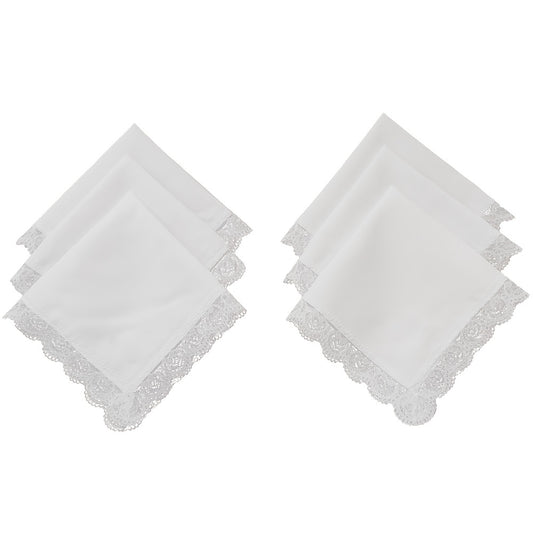 6pcs Lace Trim Handkerchief Set for Wedding Decoration DIY
