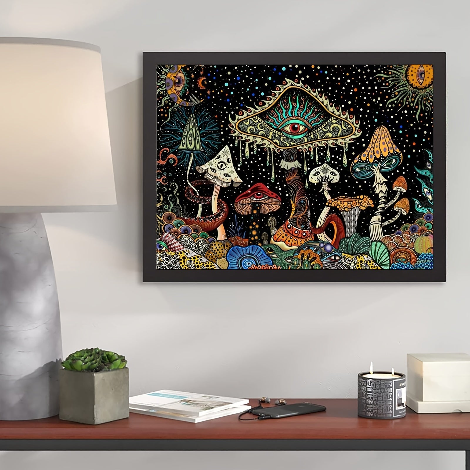 Moon Mushroom Eyes Diamond Painting Kit - Full Round Diamond Art Painting