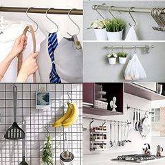 10pcs Stainless Steel S Hook Kitchen Bathroom Clothing Metal Hanging Hook