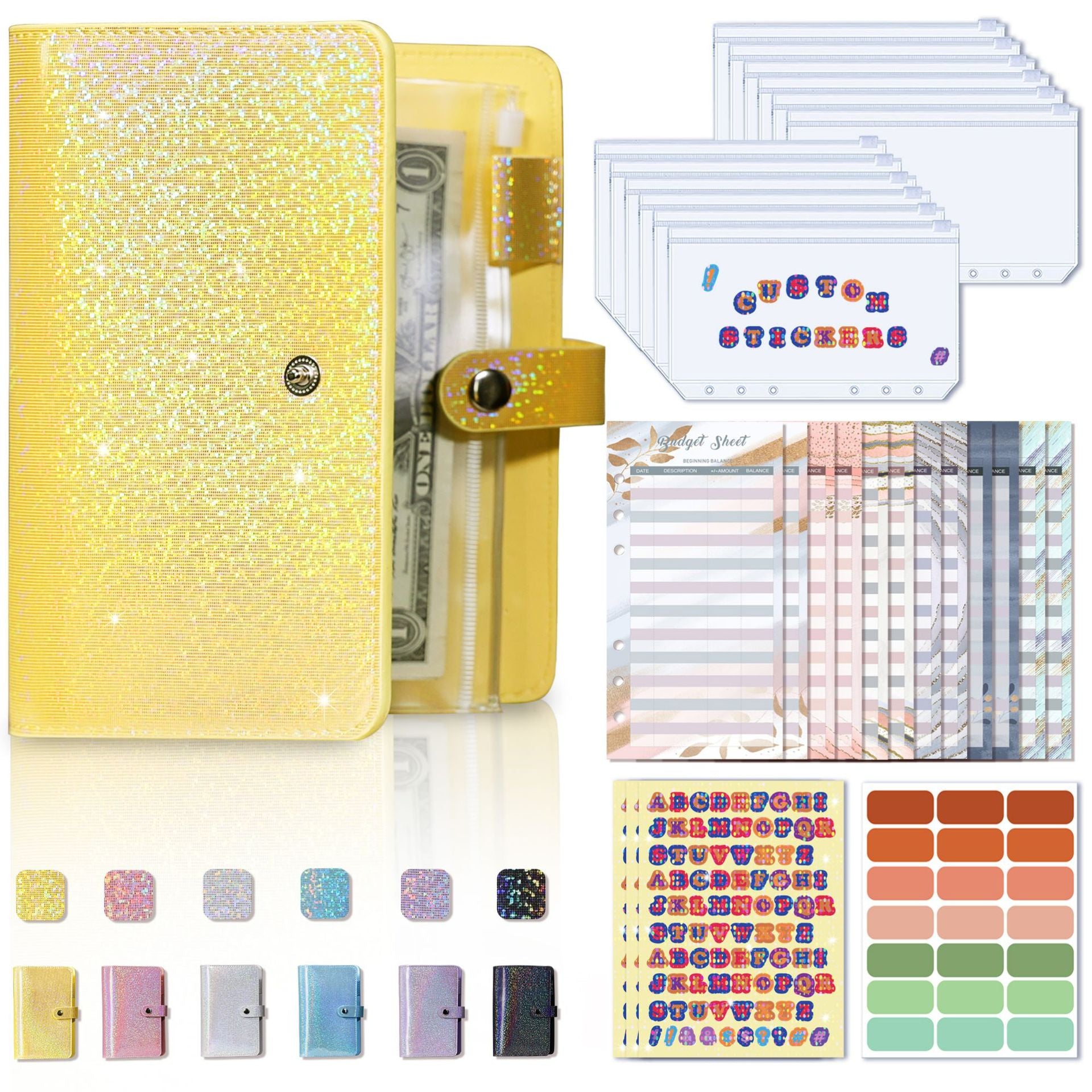 A6 Leather Budget Binder with 12 Zipper Envelopes