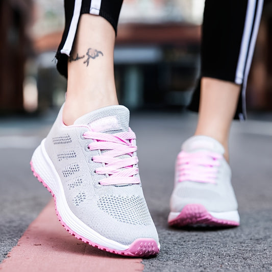Soft Thick Sole Shock Absorption Sneakers Lightweight Mesh Running Shoes