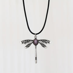 Dragonfly Gemstone Pendant Necklace Boho Women's Necklace