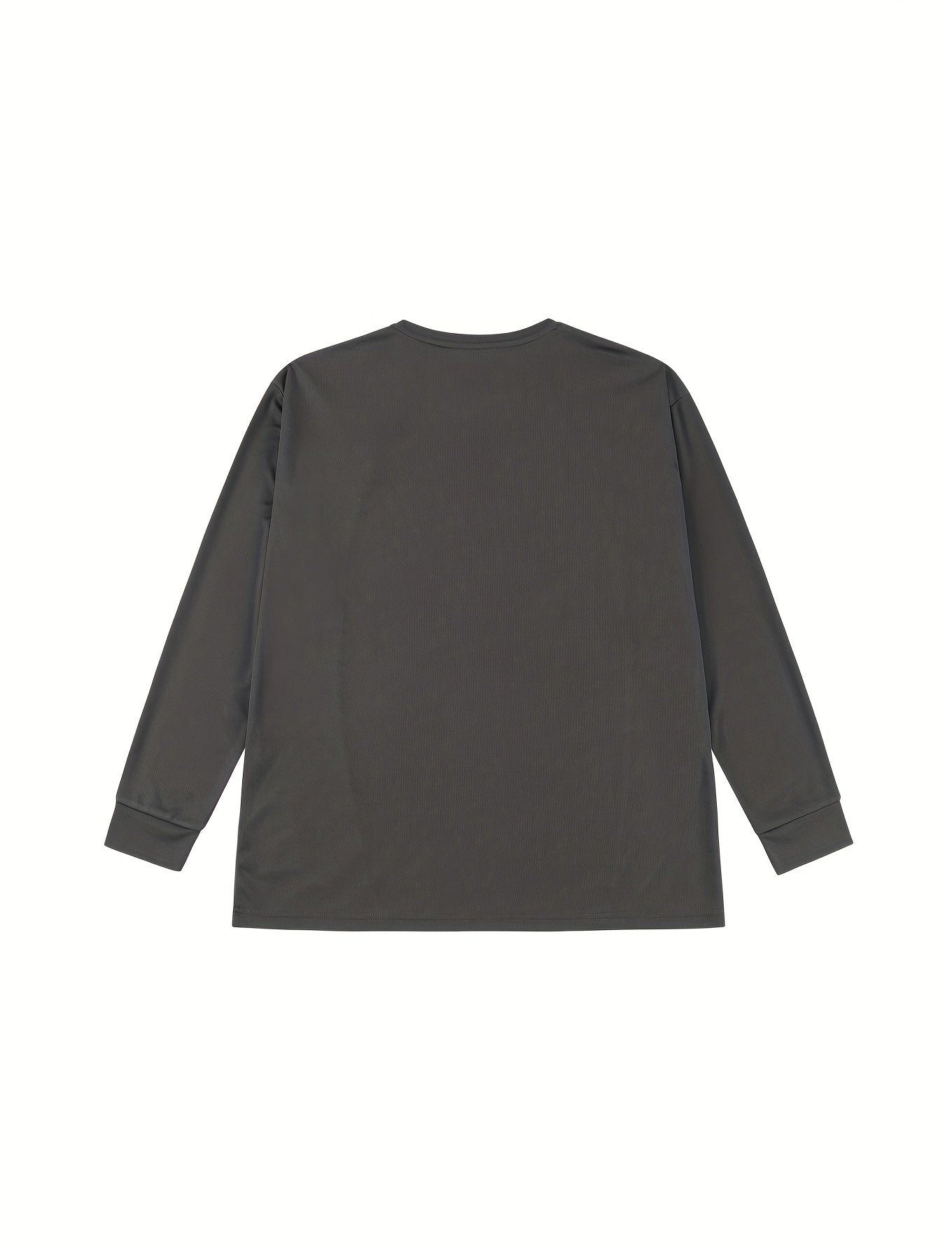 Block Pattern Print Men's Graphic Crew Neck Long Sleeve Active T shirt