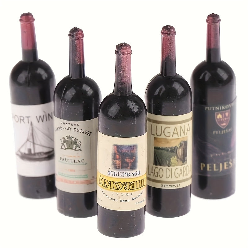 10 Mini Resin Wine Bottles for Dollhouse Crafts