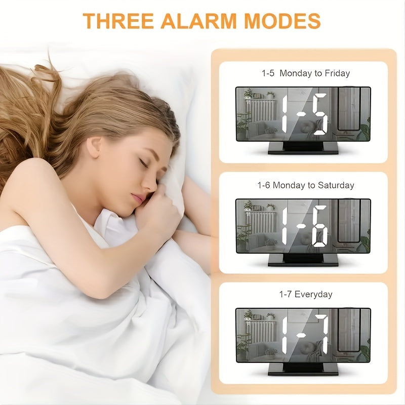 Multifunctional Digital Alarm Clock Projection LED Screen USB Charging