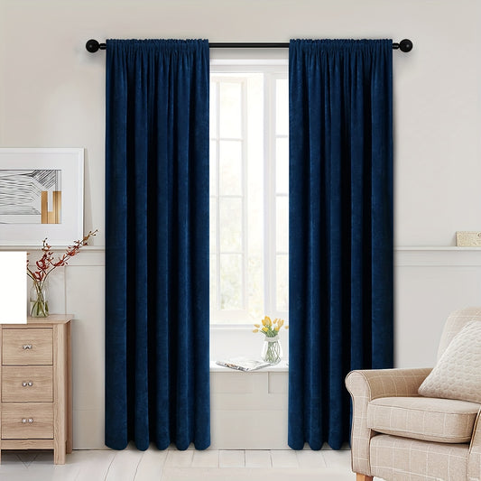 1pc Fleece Thickened Curtain Rod Pocket Living Room Bedroom Decor