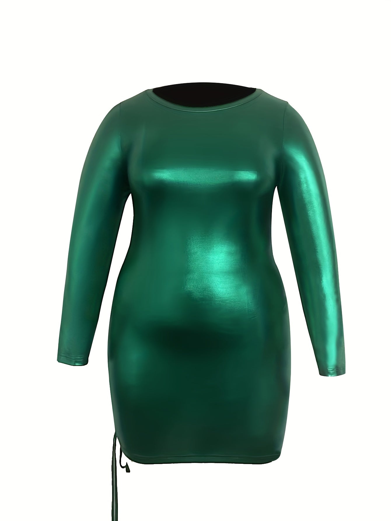  Metallic Long Sleeve Bodycon Midi Dress