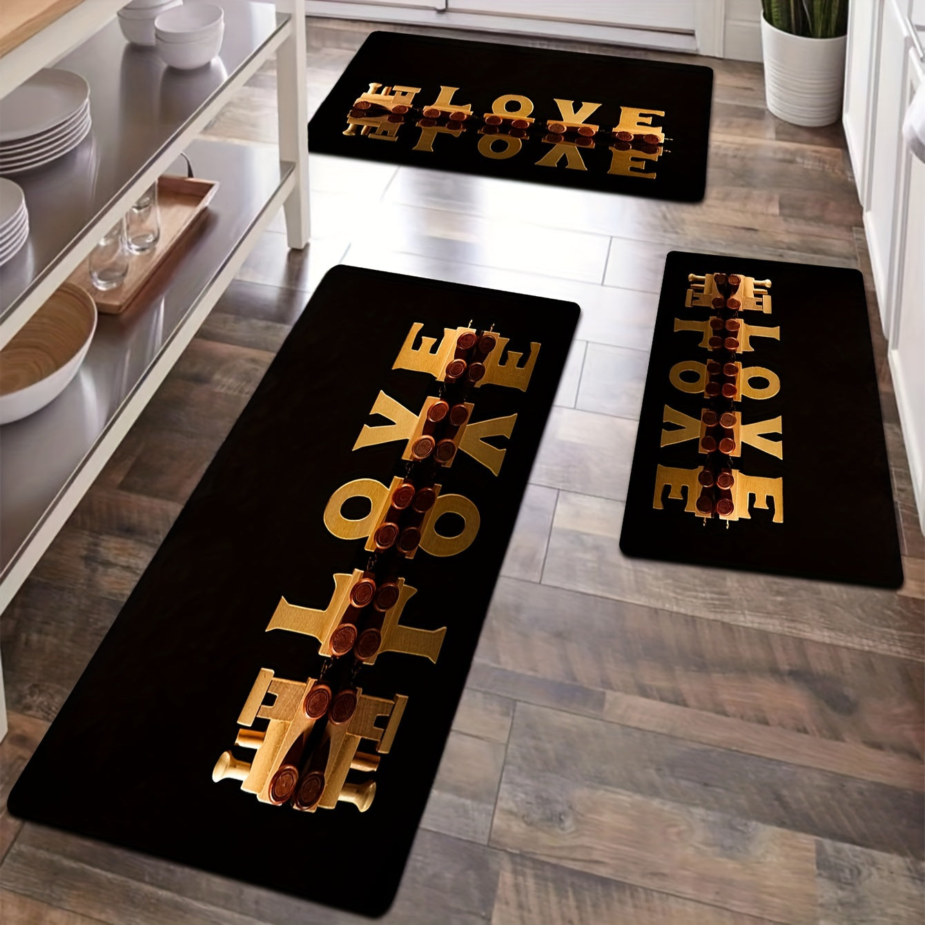 Steam Train Print Rug Romantic Love Element Carpet