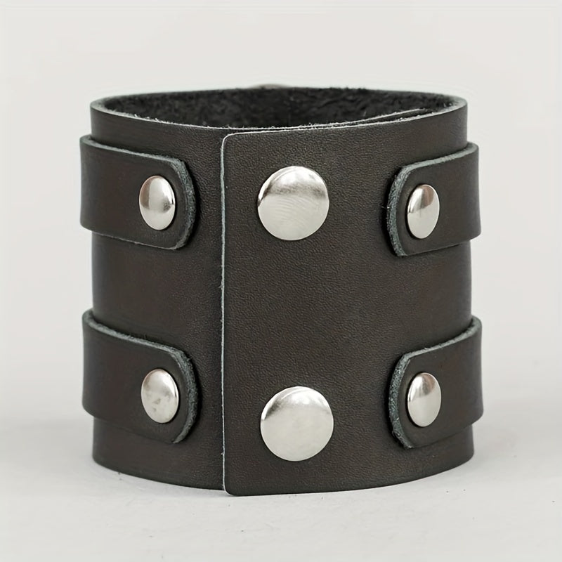 Stylish Leather Bracelet Double Circle Bracelet Men's Wristband