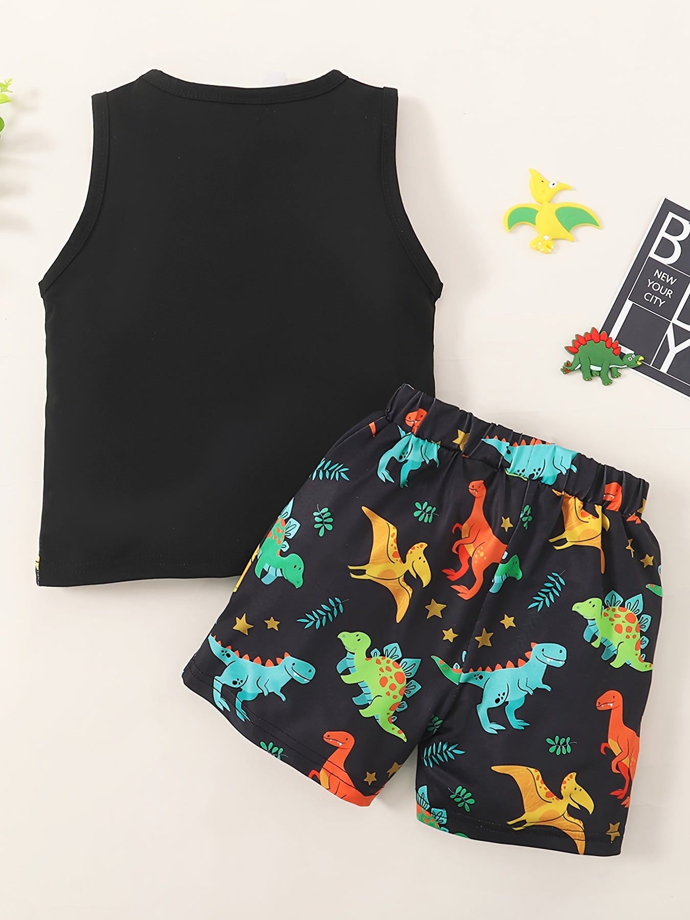 Boys DADDY'S Print Tank Top & Dino Shorts Set Kids Summer Clothes