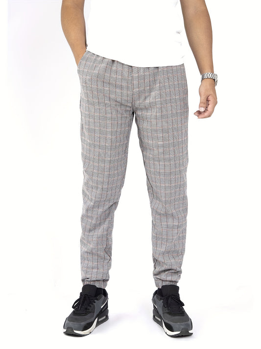 Vintage Plaid Casual Pants Men's Slacks Business Banquet