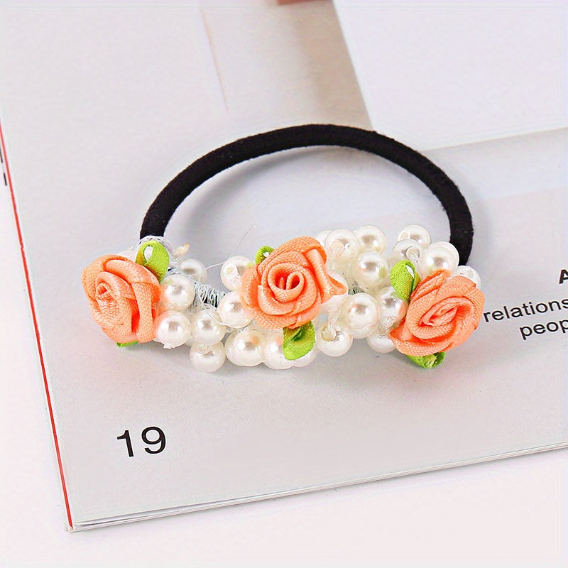 Faux Pearl Flower Hair Tie Ponytail Hair Rope Hair Accessories
