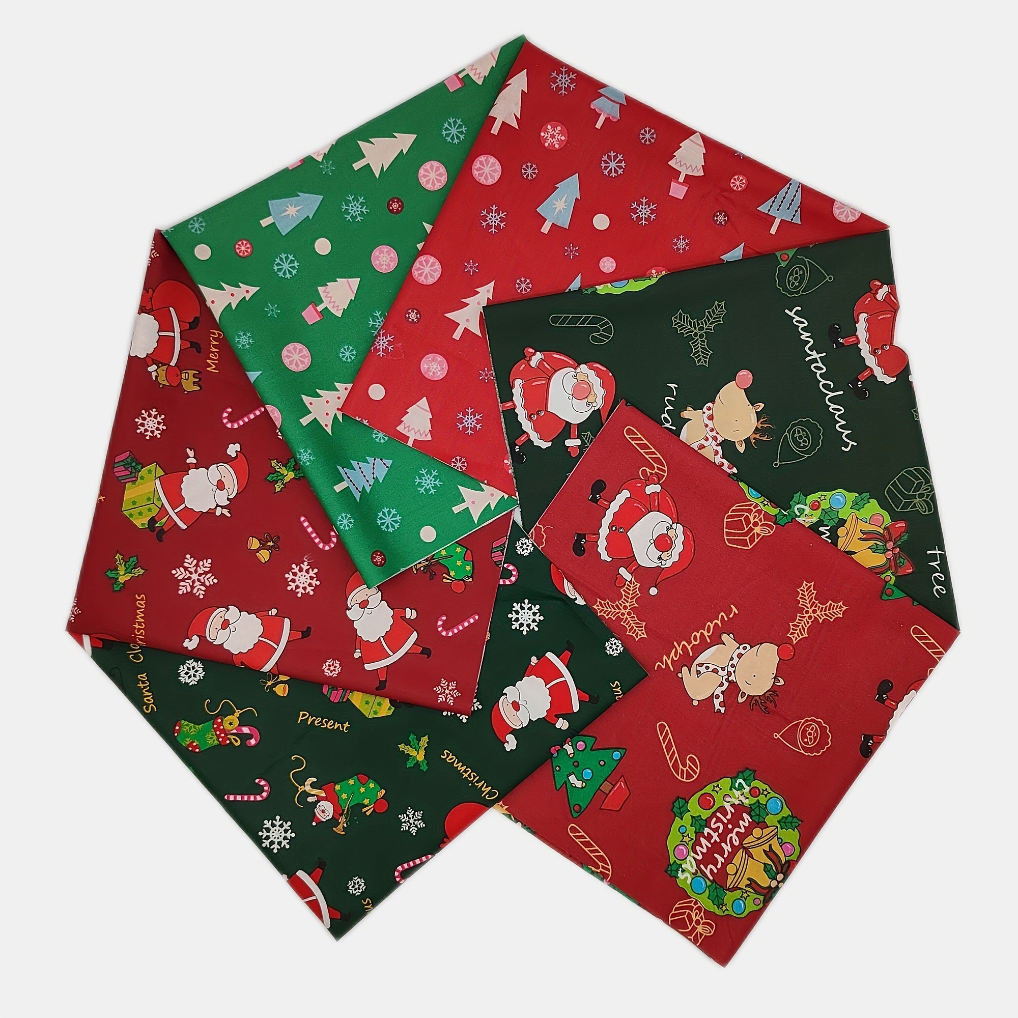 6pcs Christmas Series Twill Cloth Set for DIY Sewing Scrapbooking Quilting Craft