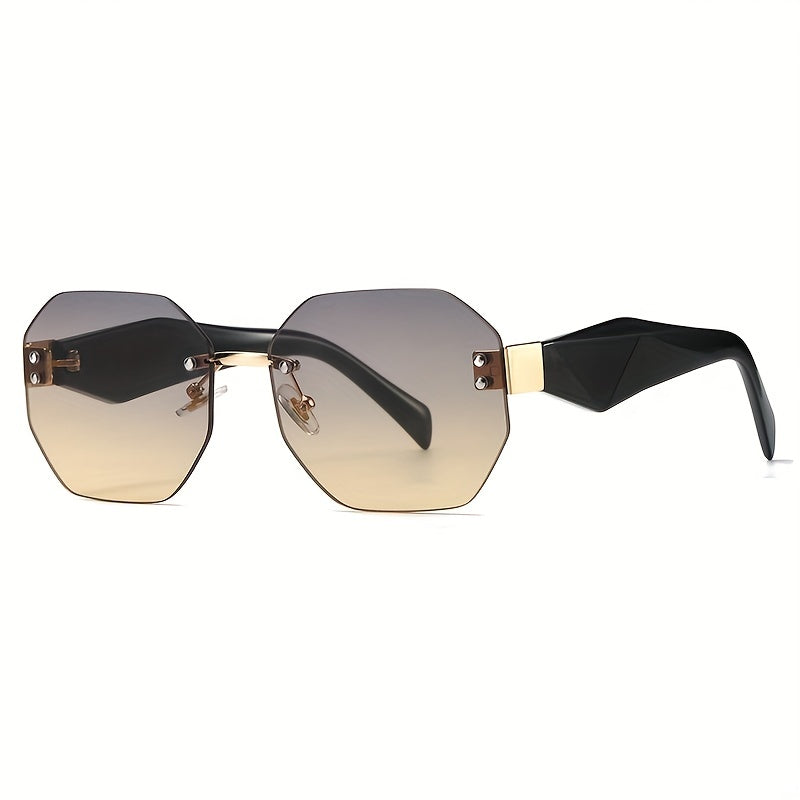 Rimless Rivet Sunglasses Gradient UV400 Driving Beach Summer Glasses