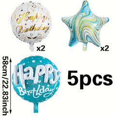 5pcs Creative 3D Happy Birthday Star Balloon Set Party Decoration