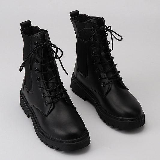 Women's Lace Up Combat Boots Faux Leather Fashionable Boots