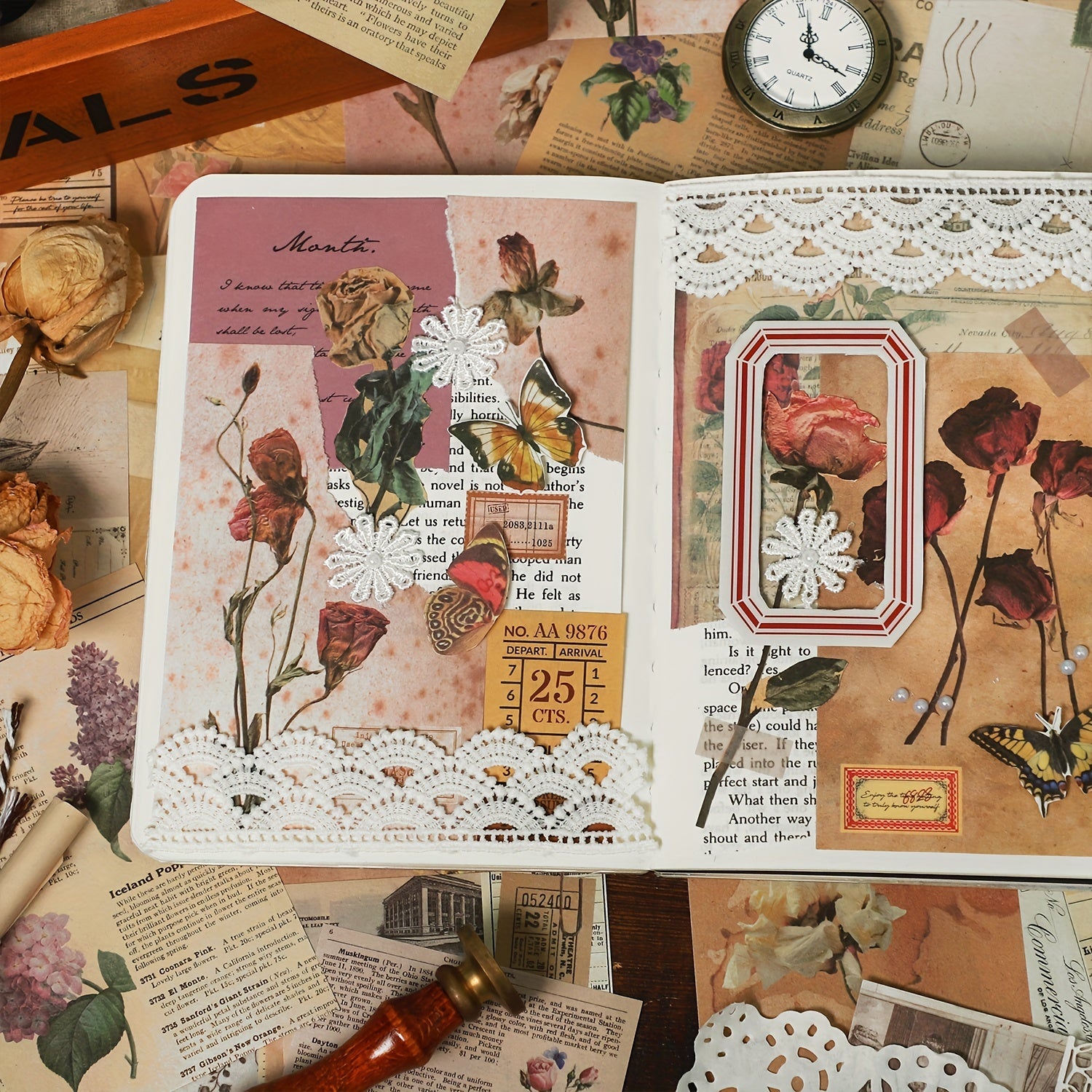 30PCS Dream Memories Series Material Pack Retro Artistic Material Paper