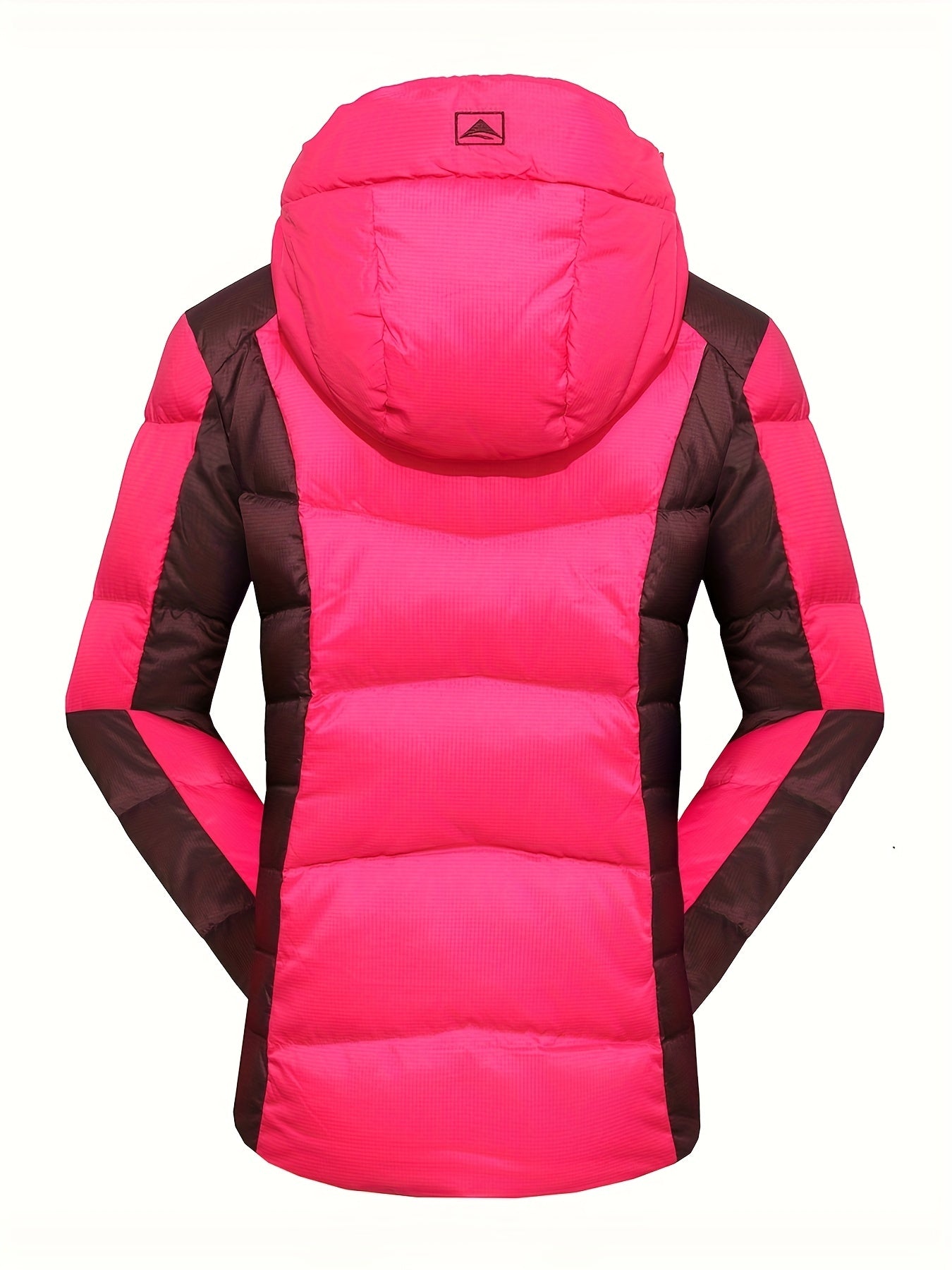 Women Long Down Jacket Two Tone Winter Puffy Coat Hoodie