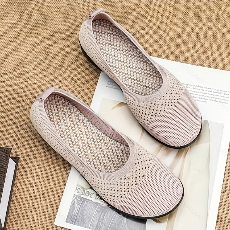 Women's Knit Flat Shoes Comfortable Slip On Casual Driving Flats