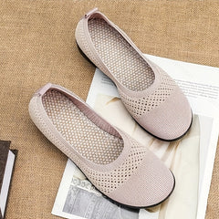 Women's Knit Flat Shoes Comfortable Slip On Casual Driving Flats