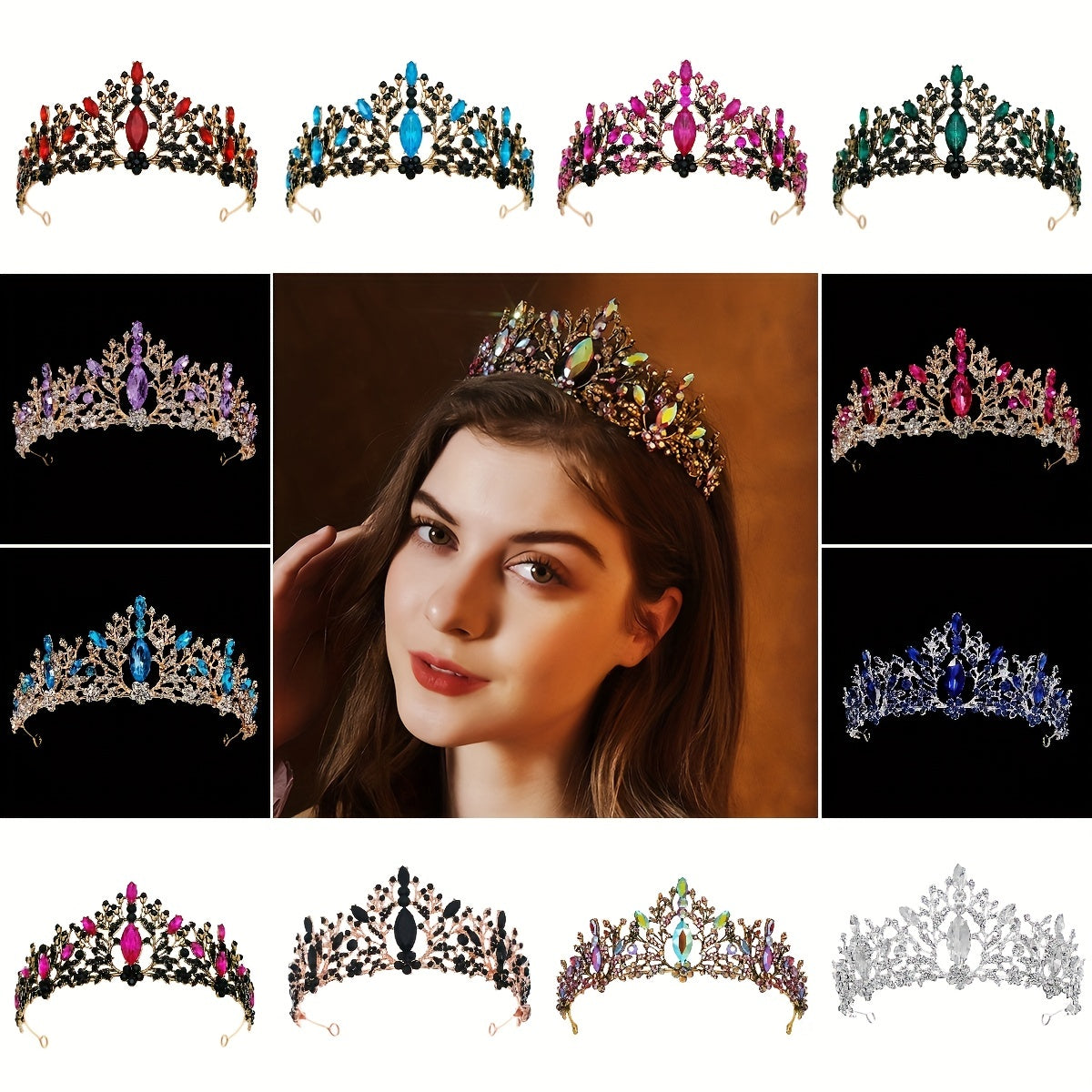 Pink Crystal Tiara Crown for Women Girls