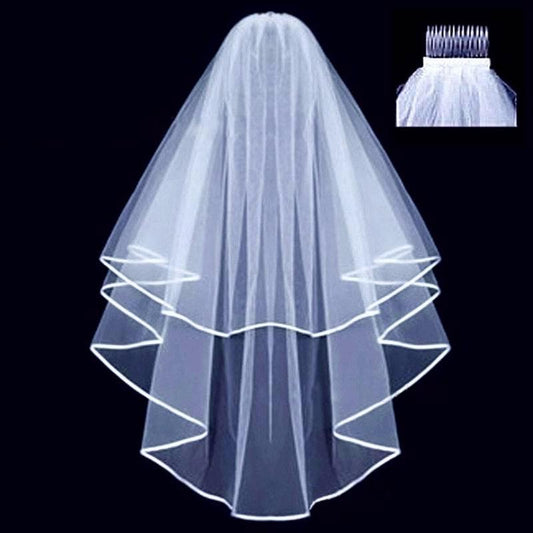 Minimalist Bridal Veil with Hair Comb Non Slip Mesh Headwear