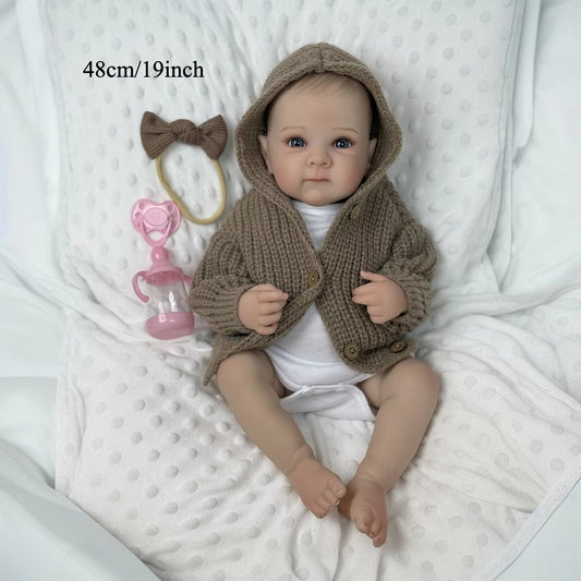 19" Full Vinyl Body Reborn Baby Girl Doll Toy for Kids Birthday Gift