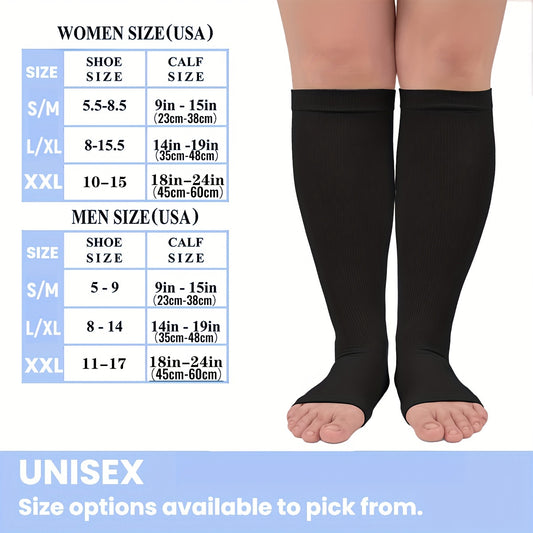 4 Pairs Open Toe Copper Compression Socks 15-25 mmHg