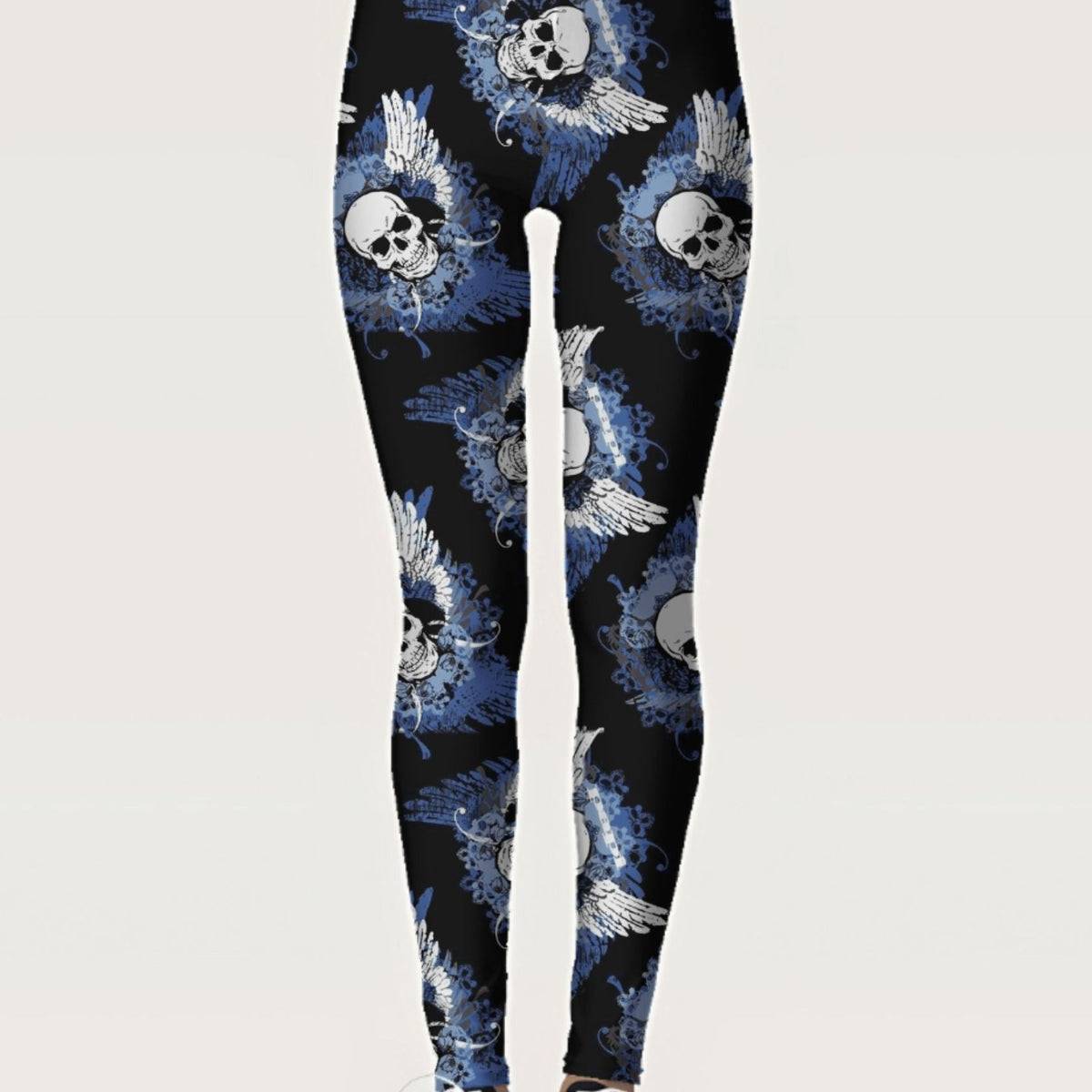 Winged Skull Print Skinny Leggings Casual Stretchy Women's Leggings