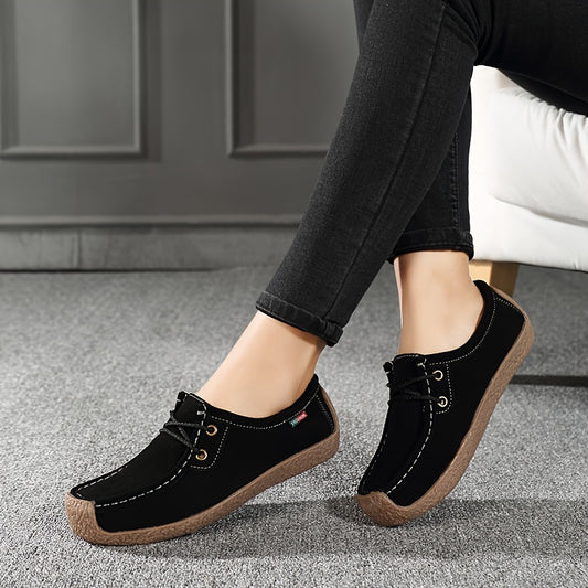 Women's Lace Up Loafers Comfort Slip On Shoes Casual Lightweight Flat Shoes