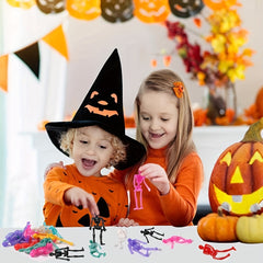 24pcs Halloween Stretchy Skeleton Toys Assorted Squishy Skulls Goody Bag Fillers