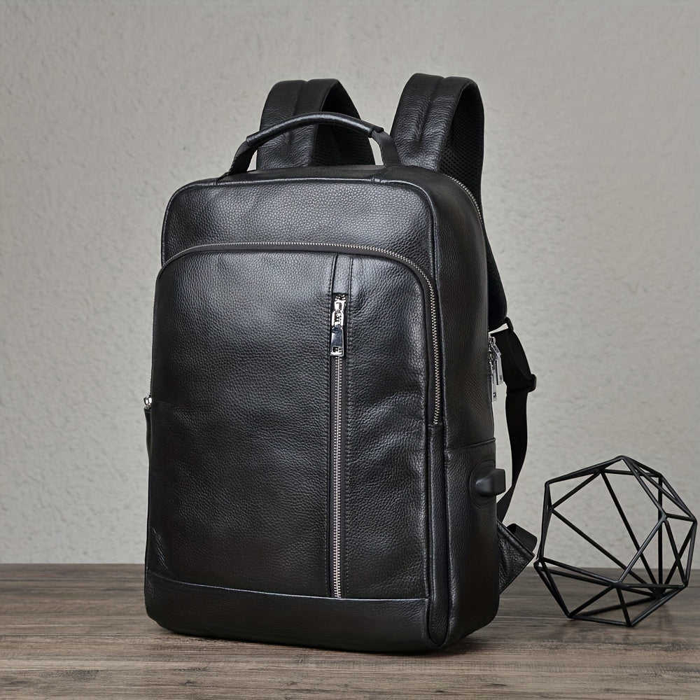 Men's Leather Backpack Casual Business Computer Backpack
