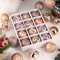 Assorted Christmas Ornaments 12 Pack Clear Plastic Balls for Tree Decor