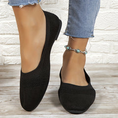Women's Knitted Flat Shoes Soft Sole Slip On Casual Walking Flats