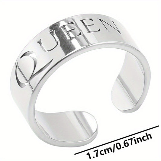 Stainless Steel 18k Plated Queen Cuff Ring - Colorful Options
