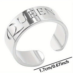 Stainless Steel 18k Plated Queen Cuff Ring - Colorful Options