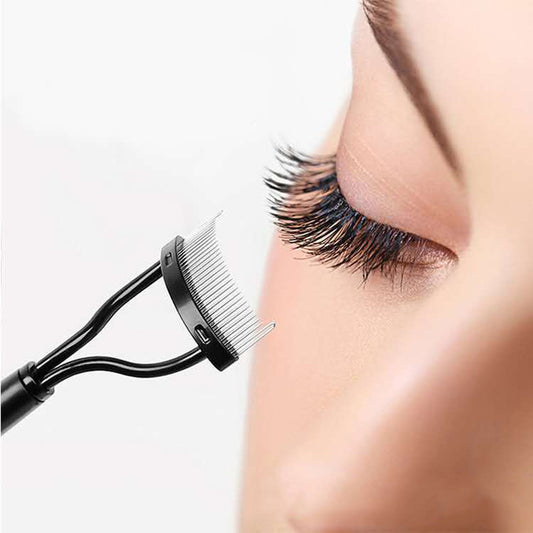 Metal Teeth Eyelash Comb and Brow Brush for Mascara Application
