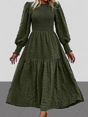  Solid Lantern Sleeve Maxi Dress