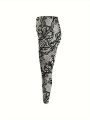  Floral Print Stretch Skinny Leggings