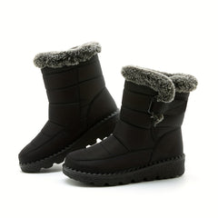 Women's Solid Snow Boots Fur Lined Platform Winter Boots