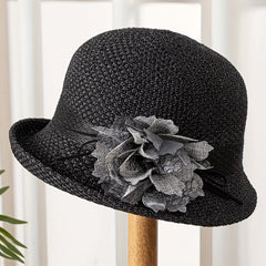 Women's Bucket Hat with Flower Decor Sunshade Fedora